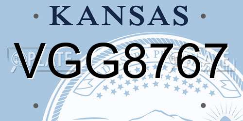 VGG8767 Kansas License Plate