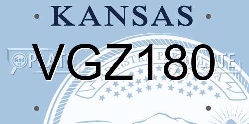 VGZ180 Kansas License Plate