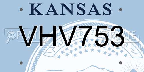 VHV753 Kansas License Plate