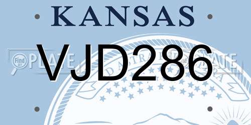 VJD286 Kansas License Plate