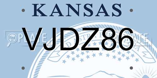 VJDZ86 Kansas License Plate