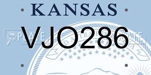 VJO286 Kansas License Plate