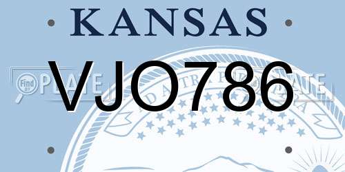 VJO786 Kansas License Plate