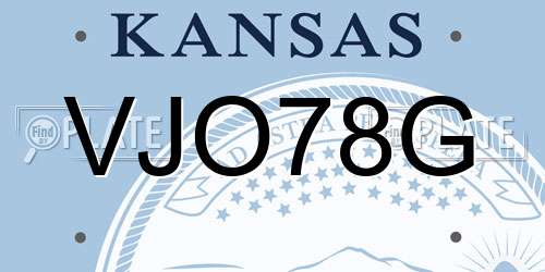 VJO78G Kansas License Plate