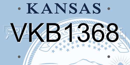 VKB1368 Kansas License Plate