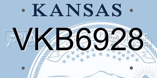 VKB6928 Kansas License Plate