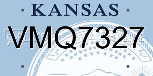 VMQ7327 Kansas License Plate
