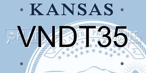 VNDT35 Kansas License Plate