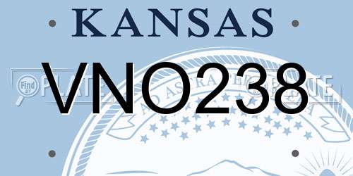 VNO238 Kansas License Plate