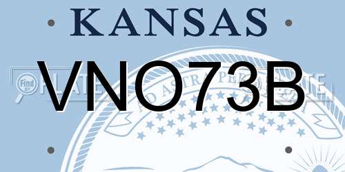 VNO73B Kansas License Plate
