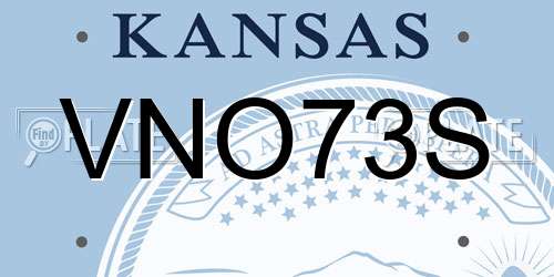 VNO73S Kansas License Plate