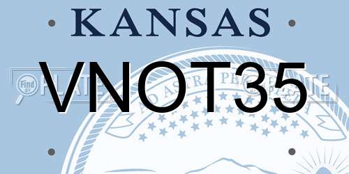 VNOT35 Kansas License Plate