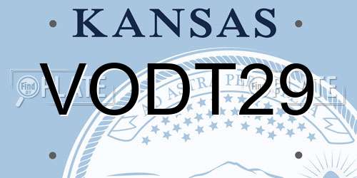 VODT29 Kansas License Plate