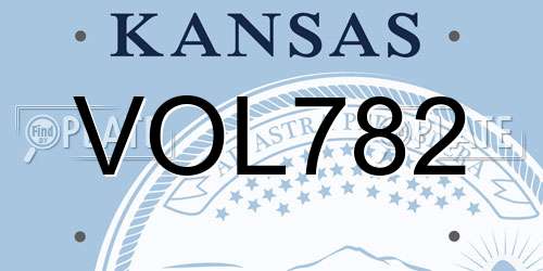 VOL782 Kansas License Plate