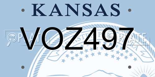 VOZ497 Kansas License Plate