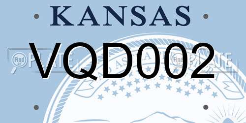 VQD002 Kansas License Plate