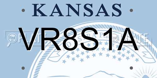 VR8S1A Kansas License Plate