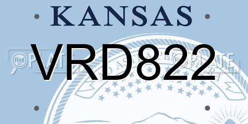VRD822 Kansas License Plate