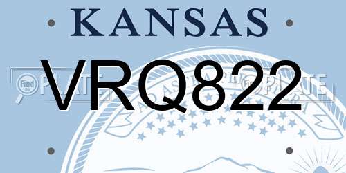 VRQ822 Kansas License Plate