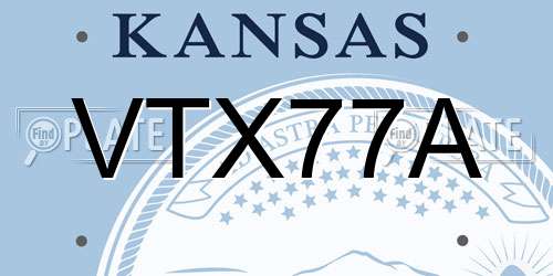 VTX77A Kansas License Plate