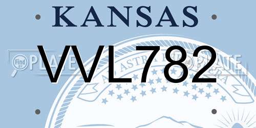 VVL782 Kansas License Plate