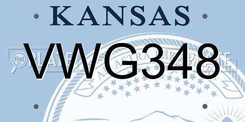 VWG348 Kansas License Plate