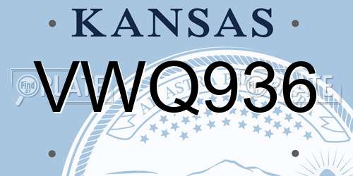 VWQ936 Kansas License Plate
