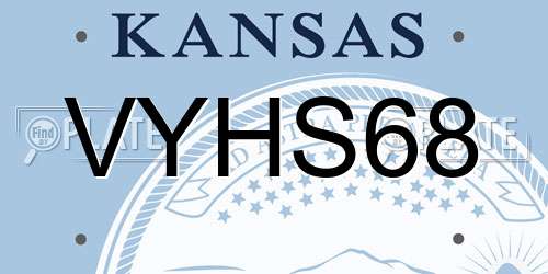 VYHS68 Kansas License Plate