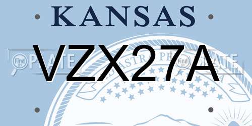 VZX27A Kansas License Plate