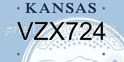 VZX724 Kansas License Plate