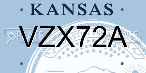 VZX72A Kansas License Plate