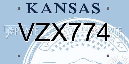 VZX774 Kansas License Plate