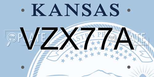 VZX77A Kansas License Plate