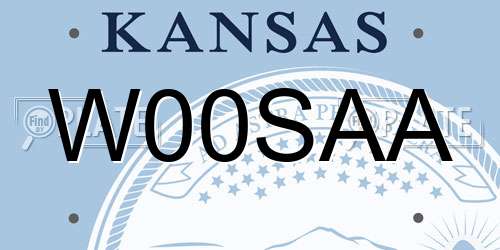W00SAA Kansas License Plate