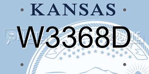 W3368D Kansas License Plate