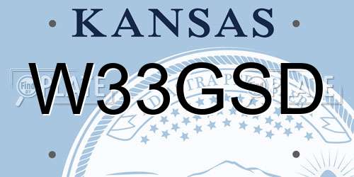 W33GSD Kansas License Plate