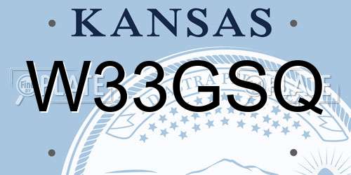 W33GSQ Kansas License Plate