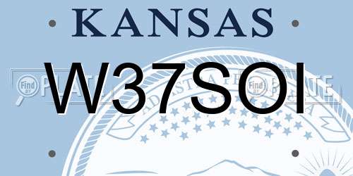 W37SOI Kansas License Plate