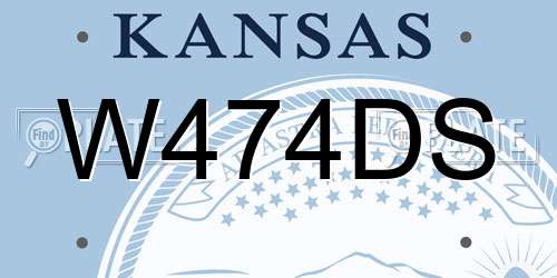 W474DS Kansas License Plate