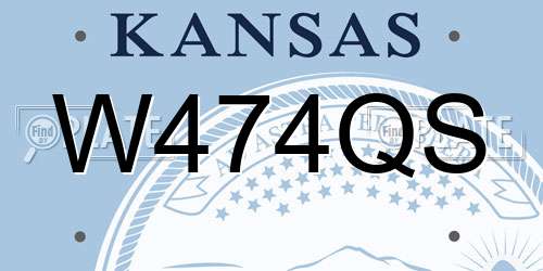 W474QS Kansas License Plate
