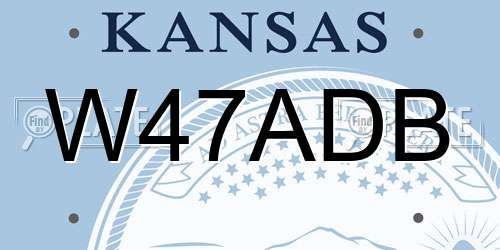 W47ADB Kansas License Plate