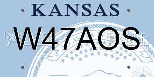 W47AOS Kansas License Plate