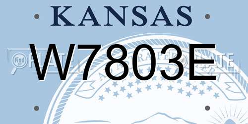 W7803E Kansas License Plate
