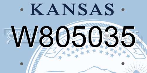W805035 Kansas License Plate