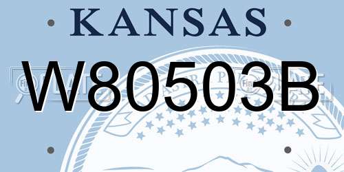 W80503B Kansas License Plate