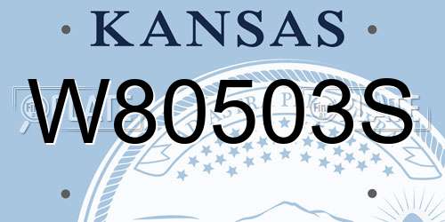 W80503S Kansas License Plate
