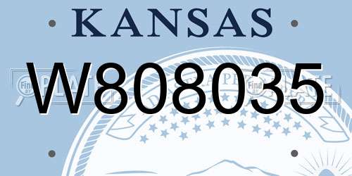 W808035 Kansas License Plate