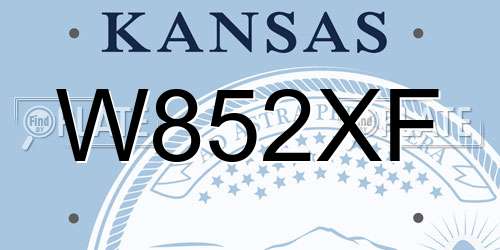 W852XF Kansas License Plate