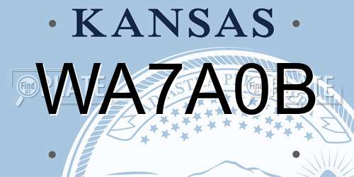 WA7A0B Kansas License Plate