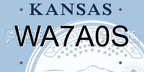 WA7A0S Kansas License Plate